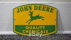 Vintage John Deere Porcelain Metal Sign Rare Dealer Tractor Sales Farm Corn Ad