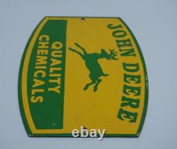 Vintage John Deere Porcelain Metal Sign Rare Dealer Tractor Sales Farm Corn Ad