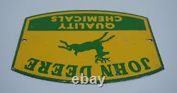 Vintage John Deere Porcelain Metal Sign Rare Dealer Tractor Sales Farm Corn Ad