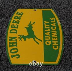 Vintage John Deere Porcelain Metal Sign Rare Dealer Tractor Sales Farm Corn Ad