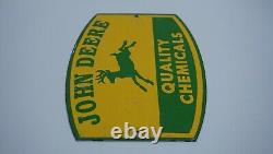 Vintage John Deere Porcelain Metal Sign Rare Dealer Tractor Sales Farm Corn Ad