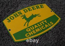 Vintage John Deere Porcelain Metal Sign Rare Dealer Tractor Sales Farm Corn Ad