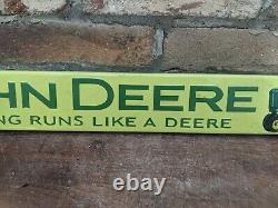 Vintage John Deere Porcelain Sign Door Push Bar Gas 32 X 3