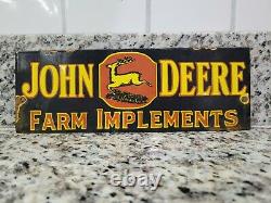 Vintage John Deere Porcelain Sign Farm Farming Barn Tractor Ranch Corn Gas Oil