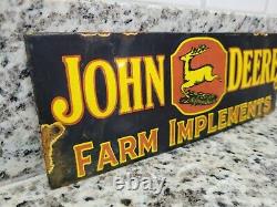 Vintage John Deere Porcelain Sign Farm Farming Barn Tractor Ranch Corn Gas Oil