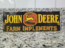 Vintage John Deere Porcelain Sign Farm Farming Barn Tractor Ranch Corn Gas Oil