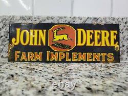 Vintage John Deere Porcelain Sign Farm Farming Barn Tractor Ranch Corn Gas Oil