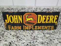 Vintage John Deere Porcelain Sign Farm Farming Barn Tractor Ranch Corn Gas Oil