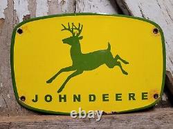 Vintage John Deere Porcelain Sign Rare Tractor Dealer Advertising Gas Farming
