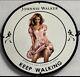 Vintage Johnnie Walker Pinup Girl Porcelain Gas Oil Whiskey Beverage Garage Sign