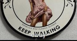 Vintage Johnnie Walker Pinup Girl Porcelain Gas Oil Whiskey Beverage Garage Sign