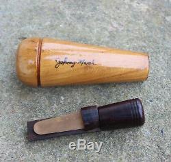 Vintage Johnny Marsh Signed Wooden Duck Call Metal Reed