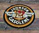 Vintage Johnson Gasoline Porcelain Gas Service Station Pump Plate Ad Sign