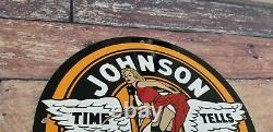 Vintage Johnson Gasoline Porcelain Gas Service Station Pump Plate Ad Sign