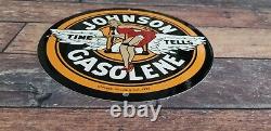 Vintage Johnson Gasoline Porcelain Gas Service Station Pump Plate Ad Sign