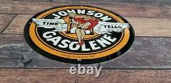 Vintage Johnson Gasoline Porcelain Gas Service Station Pump Plate Ad Sign