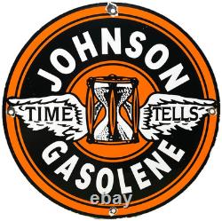 Vintage Johnson Gasoline Porcelain Sign Dealership Gas Station Service Motor Oil