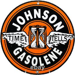 Vintage Johnson Gasoline Porcelain Sign Dealership Gas Station Service Motor Oil