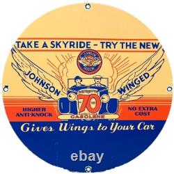 Vintage Johnson Gasoline Porcelain Sign Dealership Gas Station Service Motor Oil