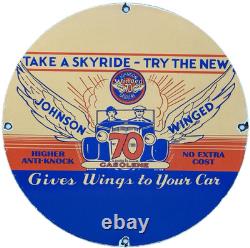 Vintage Johnson Gasoline Porcelain Sign Dealership Gas Station Service Motor Oil