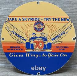 Vintage Johnson Gasoline Porcelain Sign Dealership Gas Station Service Motor Oil