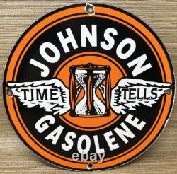 Vintage Johnson Gasoline Porcelain Sign Dealership Gas Station Service Motor Oil