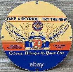 Vintage Johnson Gasoline Porcelain Sign Dealership Gas Station Service Motor Oil