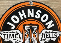 Vintage Johnson Gasoline Porcelain Sign Dealership Gas Station Service Motor Oil