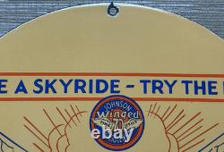 Vintage Johnson Gasoline Porcelain Sign Dealership Gas Station Service Motor Oil