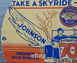 Vintage Johnson Gasoline Porcelain Sign Dealership Gas Station Service Motor Oil