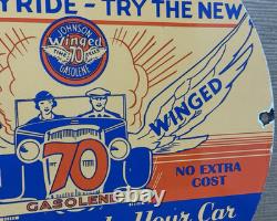 Vintage Johnson Gasoline Porcelain Sign Dealership Gas Station Service Motor Oil