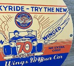 Vintage Johnson Gasoline Porcelain Sign Dealership Gas Station Service Motor Oil