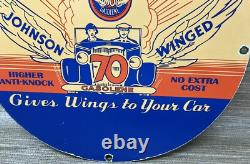 Vintage Johnson Gasoline Porcelain Sign Dealership Gas Station Service Motor Oil