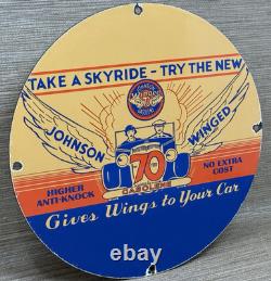 Vintage Johnson Gasoline Porcelain Sign Dealership Gas Station Service Motor Oil