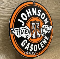 Vintage Johnson Gasoline Porcelain Sign Dealership Gas Station Service Motor Oil