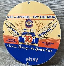 Vintage Johnson Gasoline Porcelain Sign Dealership Gas Station Service Motor Oil