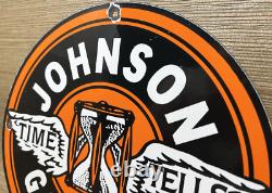 Vintage Johnson Gasoline Porcelain Sign Dealership Gas Station Service Motor Oil