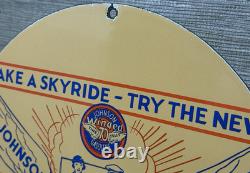 Vintage Johnson Gasoline Porcelain Sign Dealership Gas Station Service Motor Oil