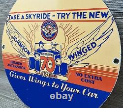 Vintage Johnson Gasoline Porcelain Sign Dealership Gas Station Service Motor Oil