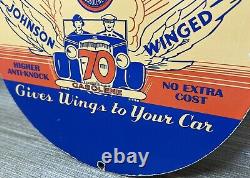 Vintage Johnson Gasoline Porcelain Sign Dealership Gas Station Service Motor Oil