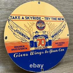 Vintage Johnson Gasoline Porcelain Sign Dealership Gas Station Service Motor Oil