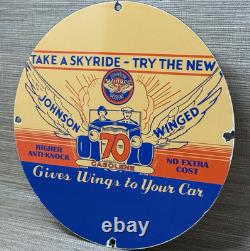 Vintage Johnson Gasoline Porcelain Sign Dealership Gas Station Service Motor Oil