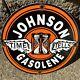 Vintage Johnson Gasoline Sign Time Tells Gas Oil Pump Plate Porcelain Sign