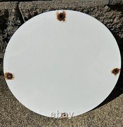 Vintage Johnson Gasoline Sign Time Tells Gas Oil Pump Plate Porcelain Sign
