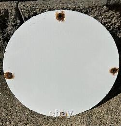 Vintage Johnson Gasoline Sign Time Tells Gas Oil Pump Plate Porcelain Sign