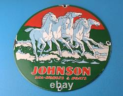 Vintage Johnson Sea-horse Sign Gas Boat Engines Outboards Porcelain Pump Sign