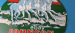 Vintage Johnson Sea-horse Sign Gas Boat Engines Outboards Porcelain Pump Sign