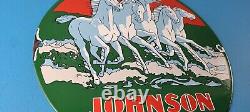 Vintage Johnson Sea-horse Sign Gas Boat Engines Outboards Porcelain Pump Sign