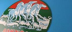 Vintage Johnson Sea-horse Sign Gas Boat Engines Outboards Porcelain Pump Sign