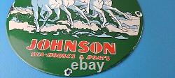 Vintage Johnson Sea-horse Sign Gas Boat Engines Outboards Porcelain Pump Sign